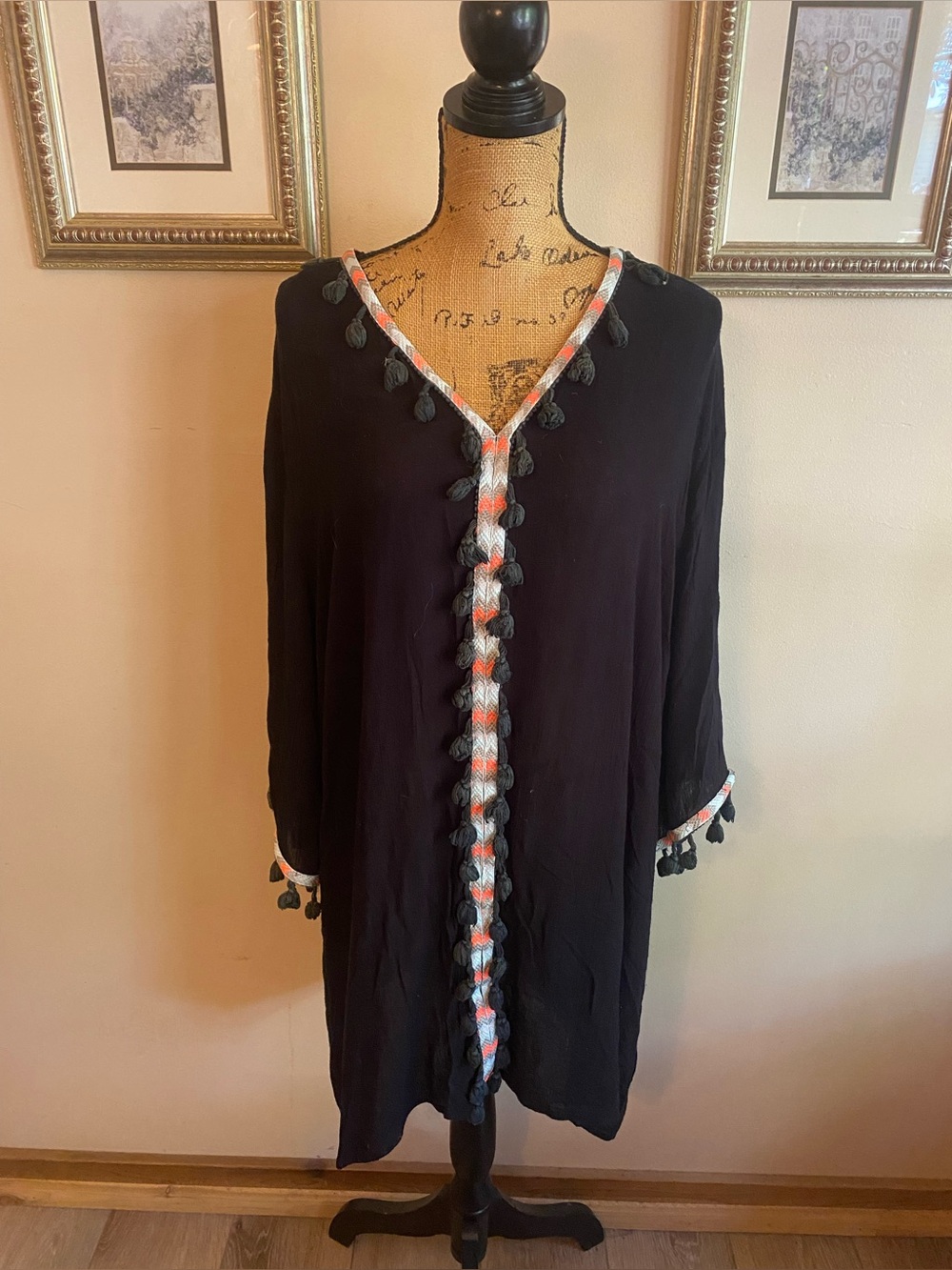 Spiaggia Dolce Beach Cover Up Black Tassels Beach Boho Festival One Size